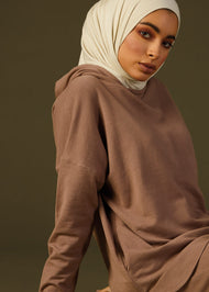 Cropped Cotton Hoody Khaki