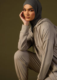 Modest Zip Up Hoody Grey