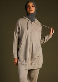 Modest Zip Up Hoody Grey | Aab Modest Activewear