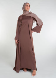 Fringed Open Abaya Coffee