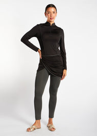 Detach Wrap Swim Top Black & Olive