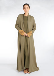 Green Orchid Open Abaya | Abayas | Aab Modest Wear