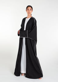 Black Cotton Open Abaya