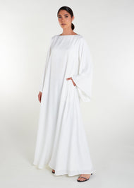 Bell Sleeve Abaya White