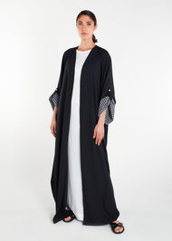 Chequered Cuff Open Abaya