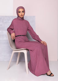 Subtle Pleats Abaya Pink